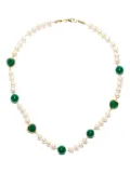 VEERT 18K yellow gold onyx and freshwater pearl necklace