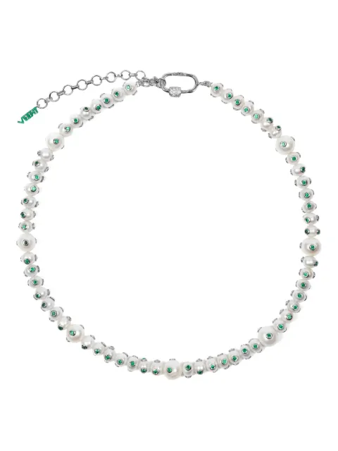 VEERT collar en oro blanco de 18kt con perlas y lunares