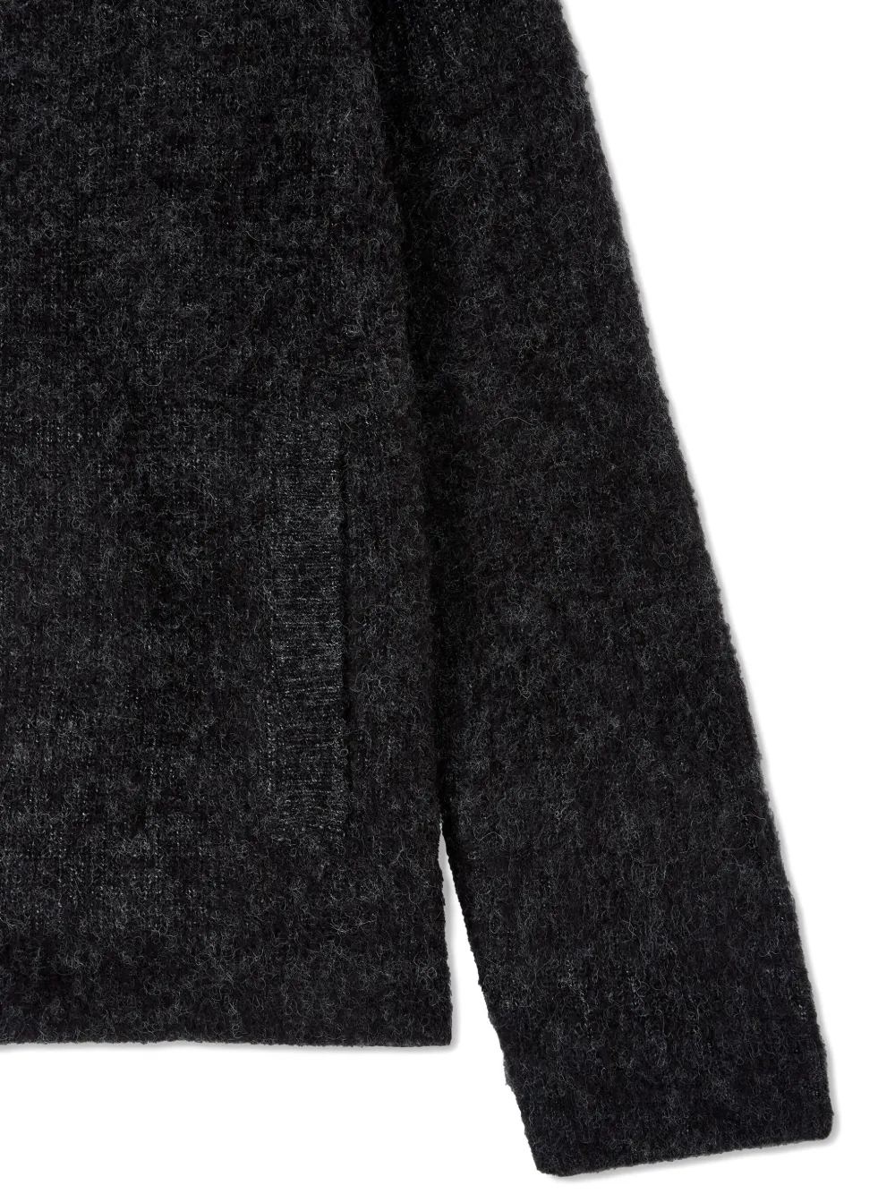 Studio Tomboy Fuzzy Zip-up Knit Cardigan In Black