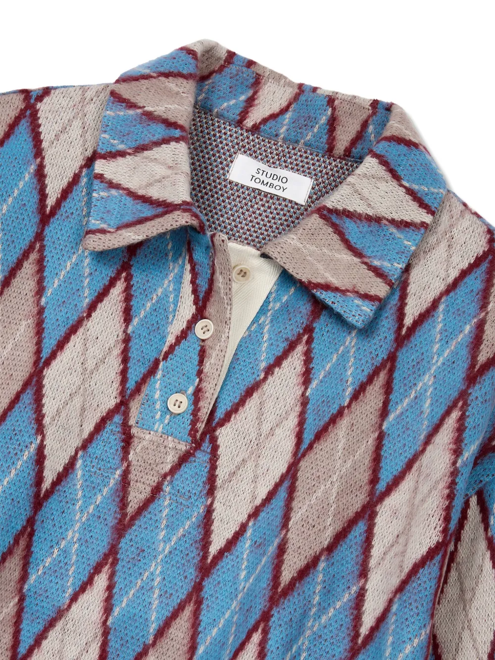 STUDIO TOMBOY Polotop met argyle-patroon Blauw