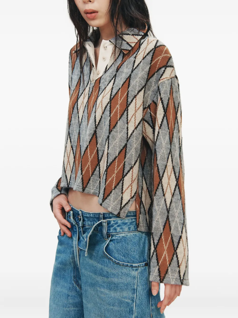 STUDIO TOMBOY Polotop met argyle-patroon Grijs