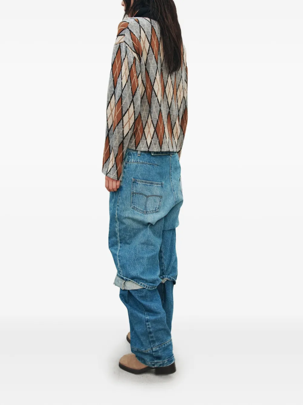 STUDIO TOMBOY Polotop met argyle-patroon - Grijs