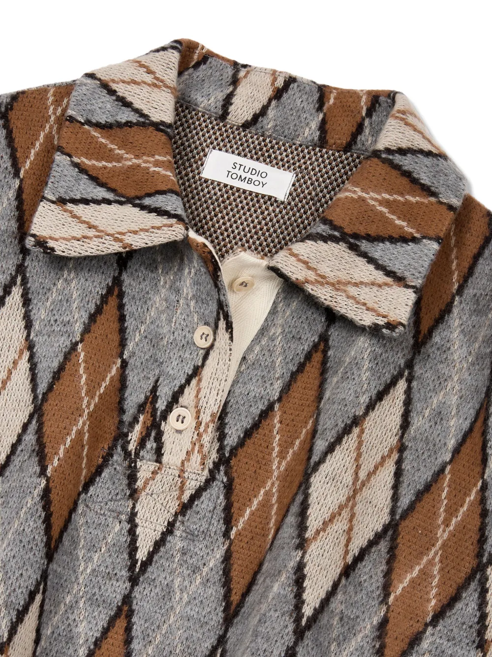 STUDIO TOMBOY Polotop met argyle-patroon Grijs