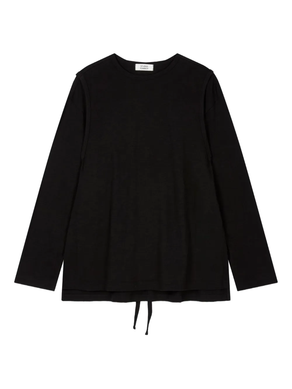 Studio Tomboy Layered Wrap-design Long-sleeve T-shirt In Black