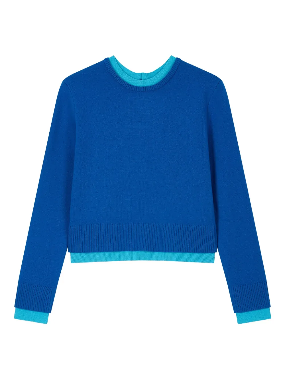 Studio Tomboy Layered Round-neck Sweater In Blue