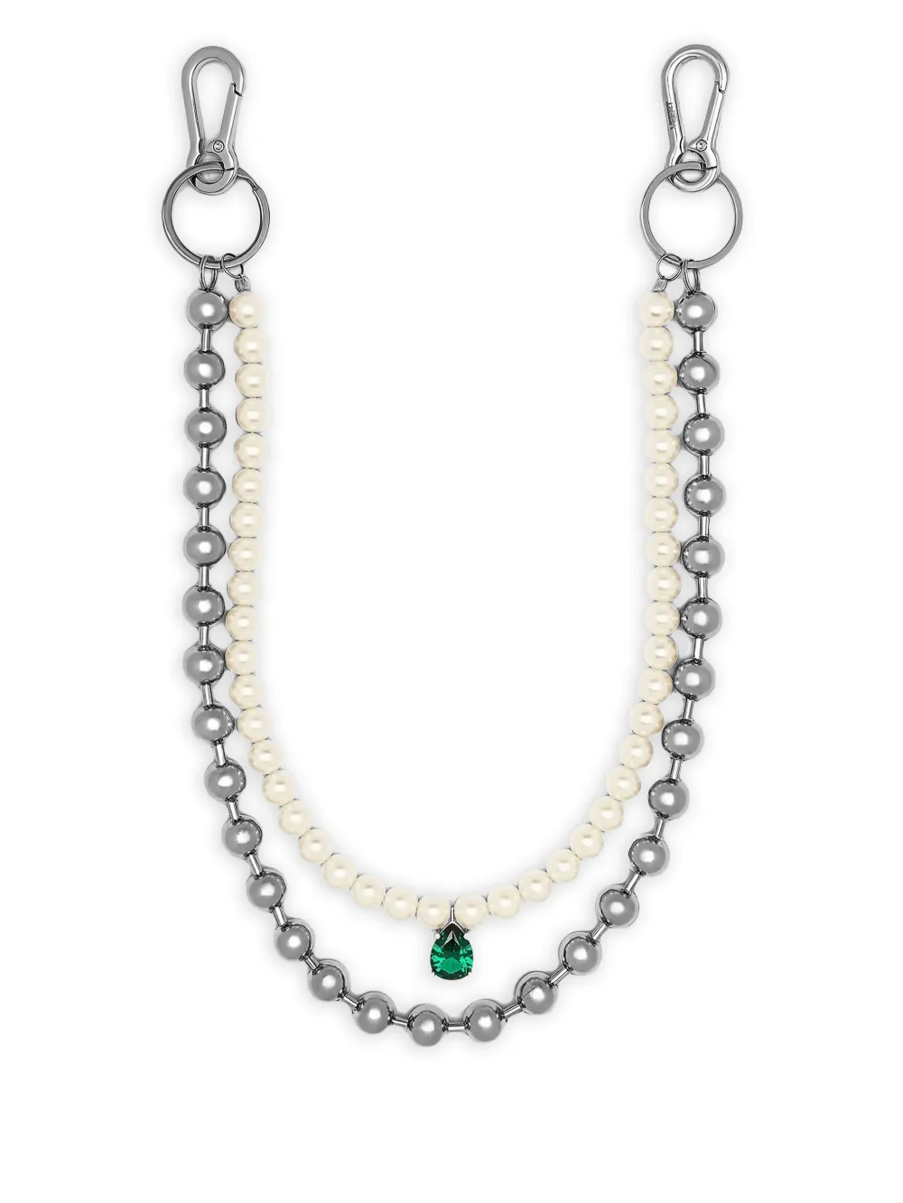 VEERT pearl-embellished key chain | Silver | Image 1