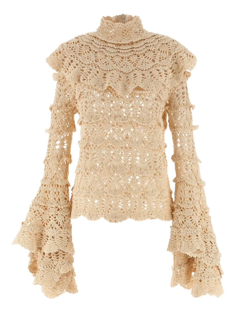 ZIMMERMANN crocheted flounces sweater | Neutrals | Image 1