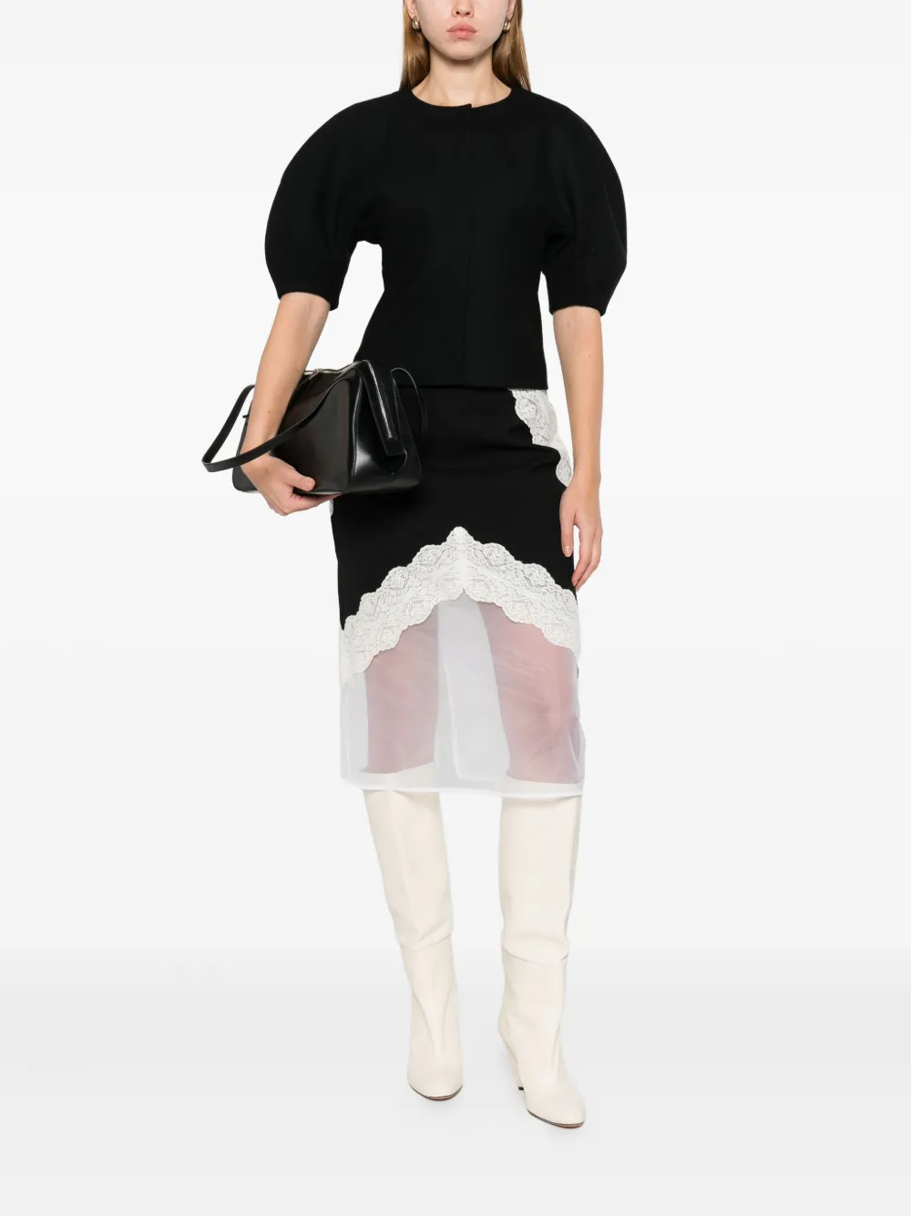 Gabriela Hearst puff-sleeve blouse - Zwart
