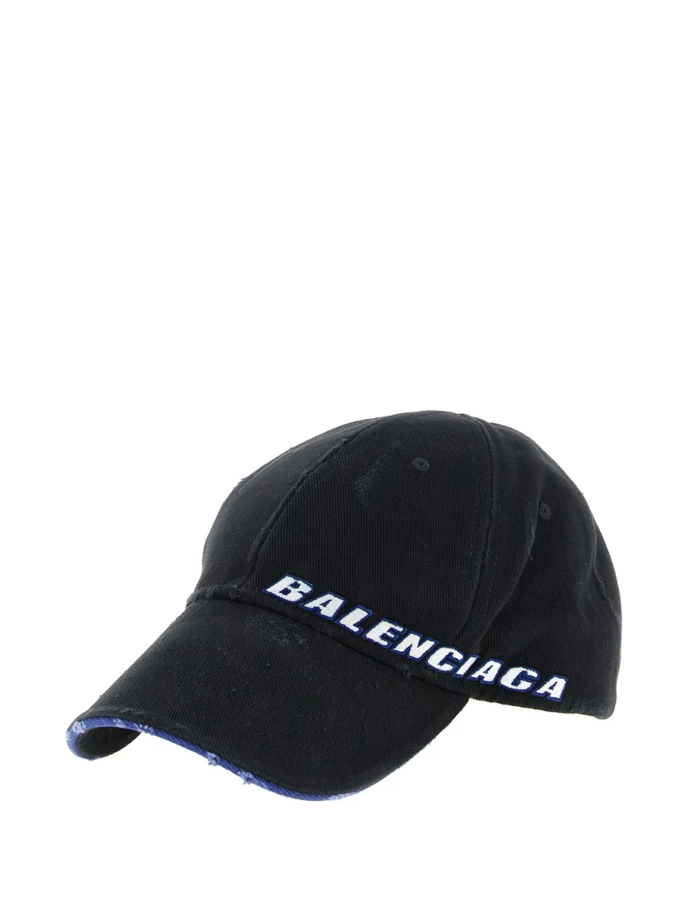 Balenciaga Tilted Typo Cap In Cotton Drill Accessories In Black