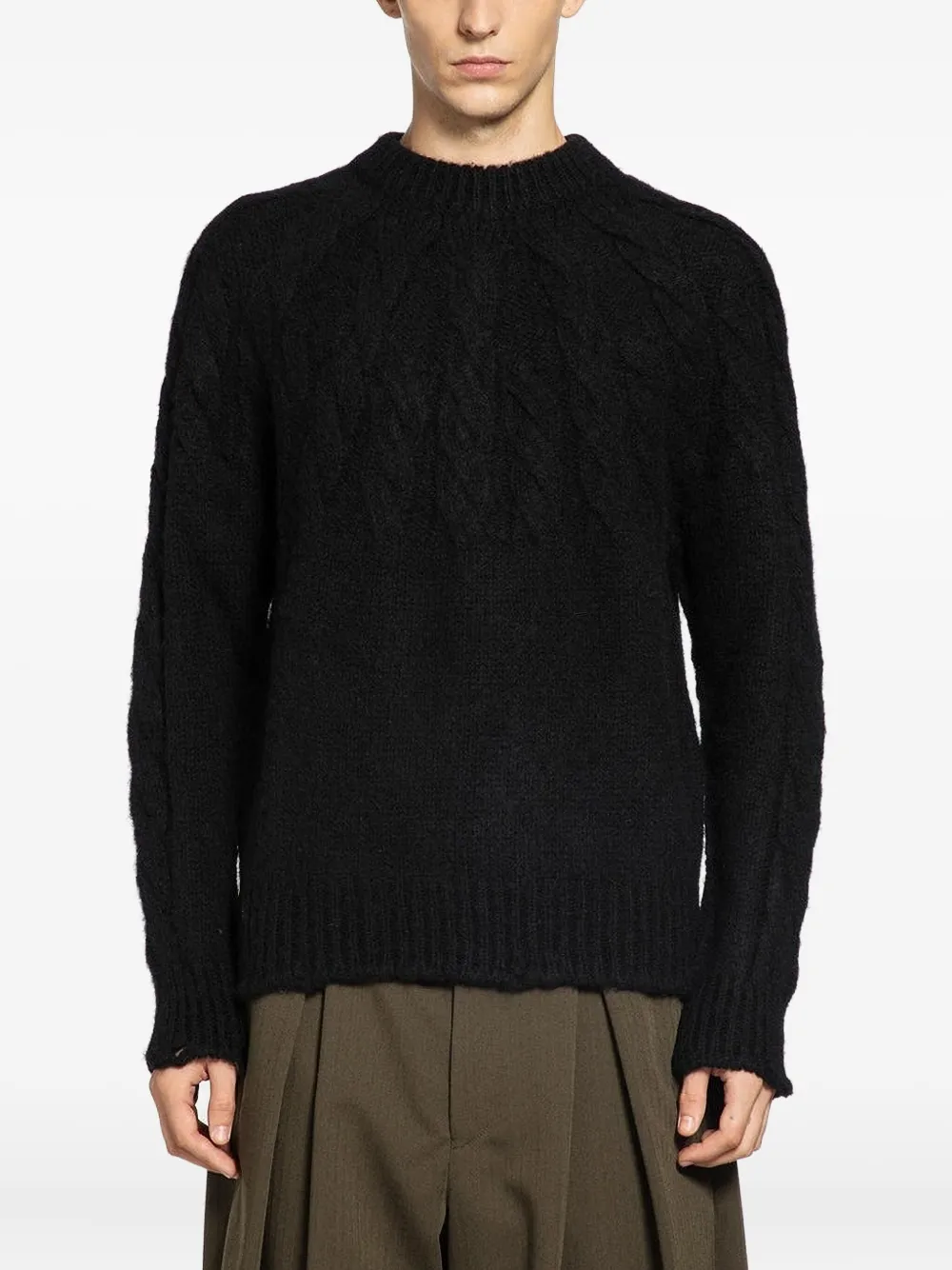 Junya Watanabe cable-knit crew-neck sweater - Nero