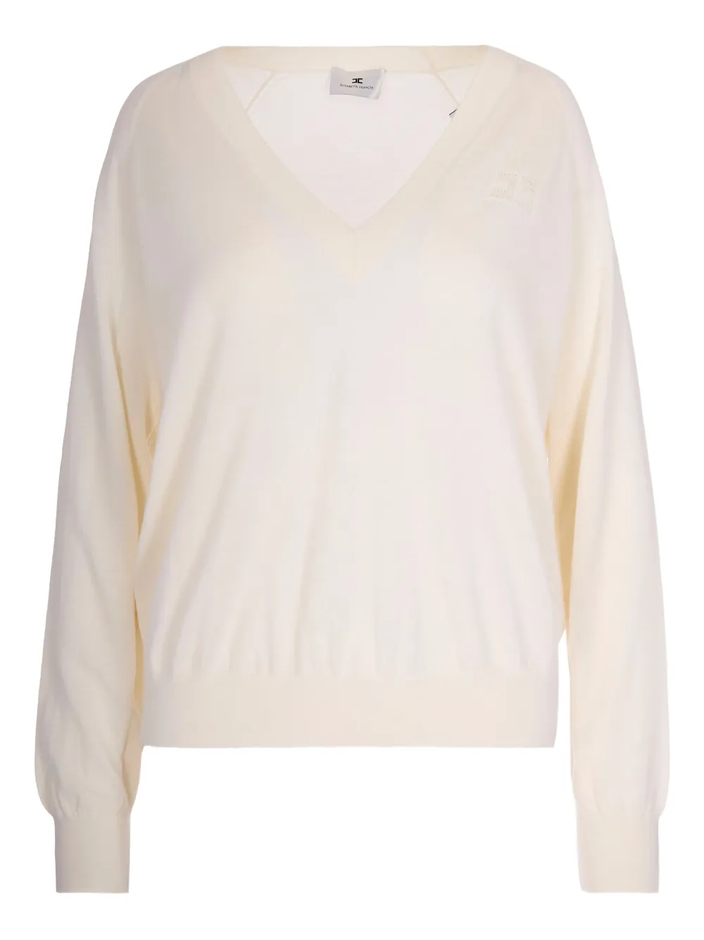 Elisabetta Franchi Maglia In Misto Lana Milk In Neutral