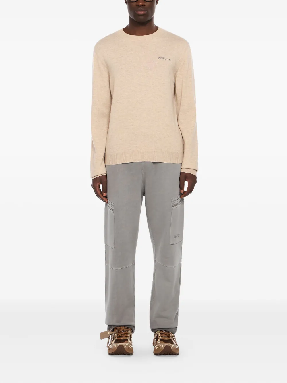 Off-White Quote crew-neck sweater - Beige