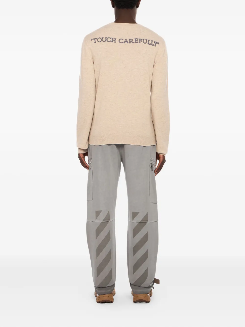 Off-White Quote trui met ronde hals Beige