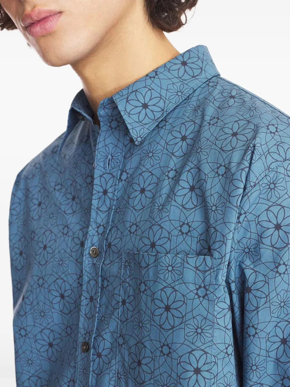 Maison Kitsuné Overhemd met bloemenprint Blauw