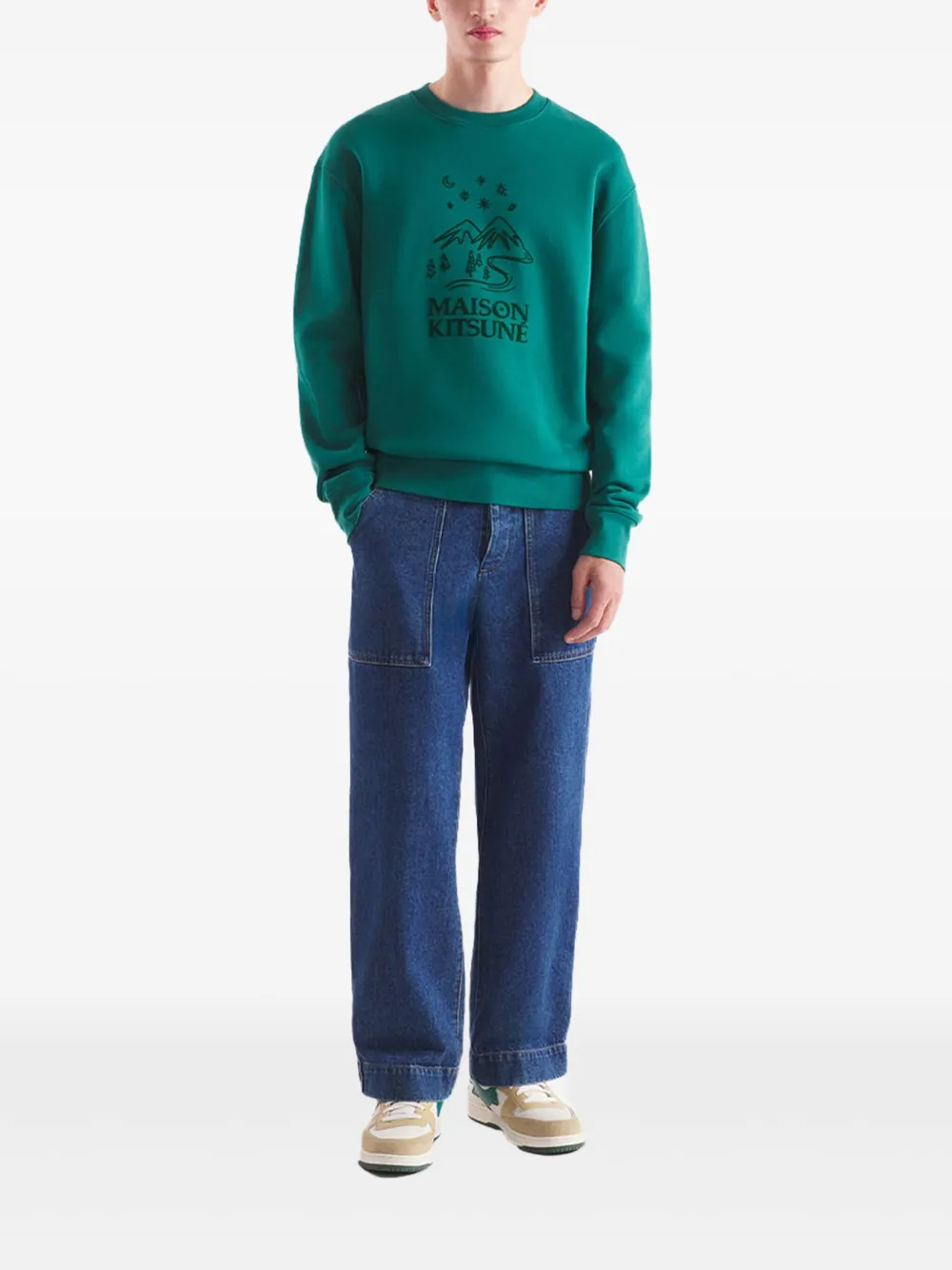 Maison Kitsuné Sweater met print - Groen