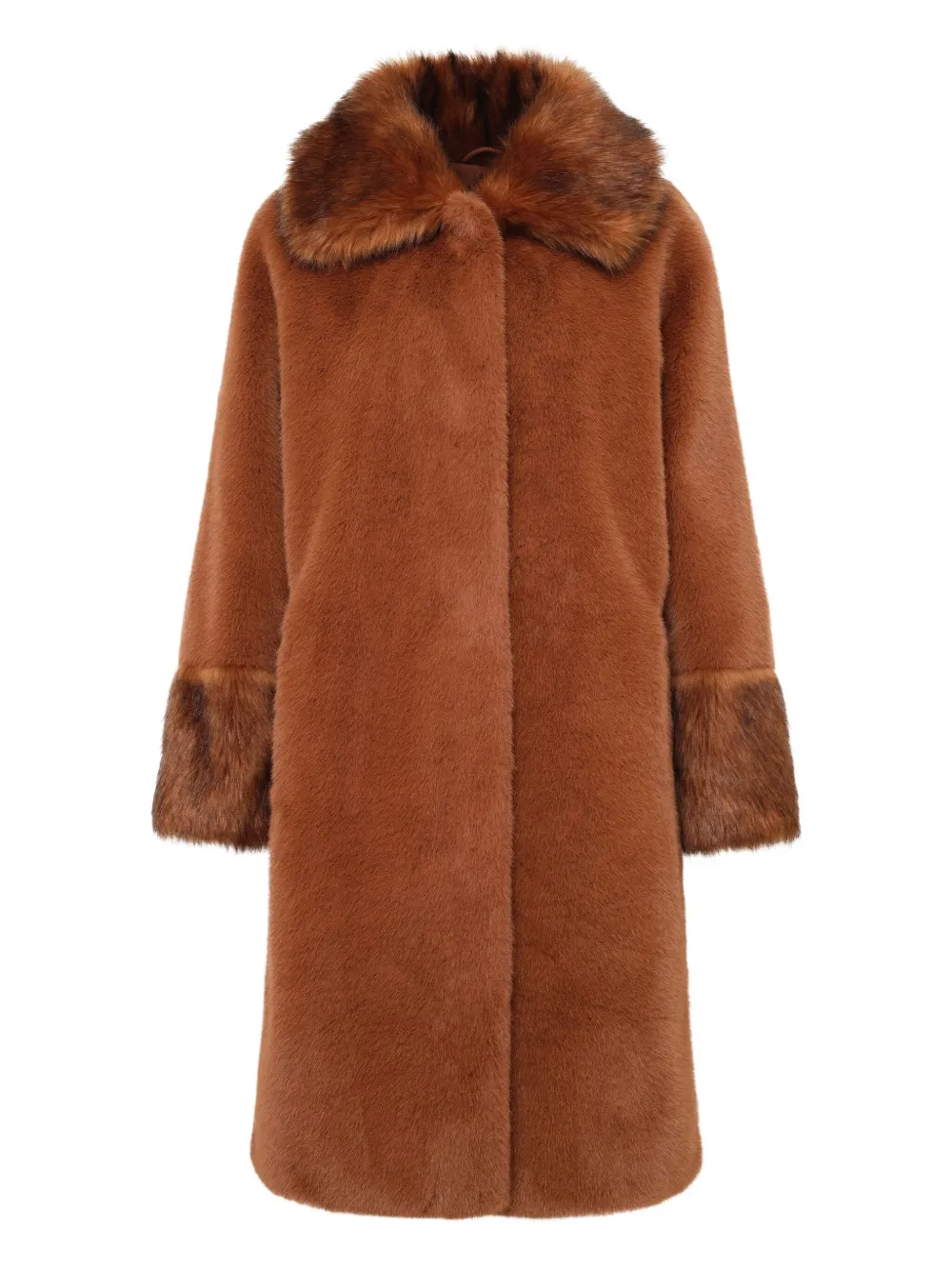 Unreal Fur Timeless Faux-fur-trim Coat In Brown