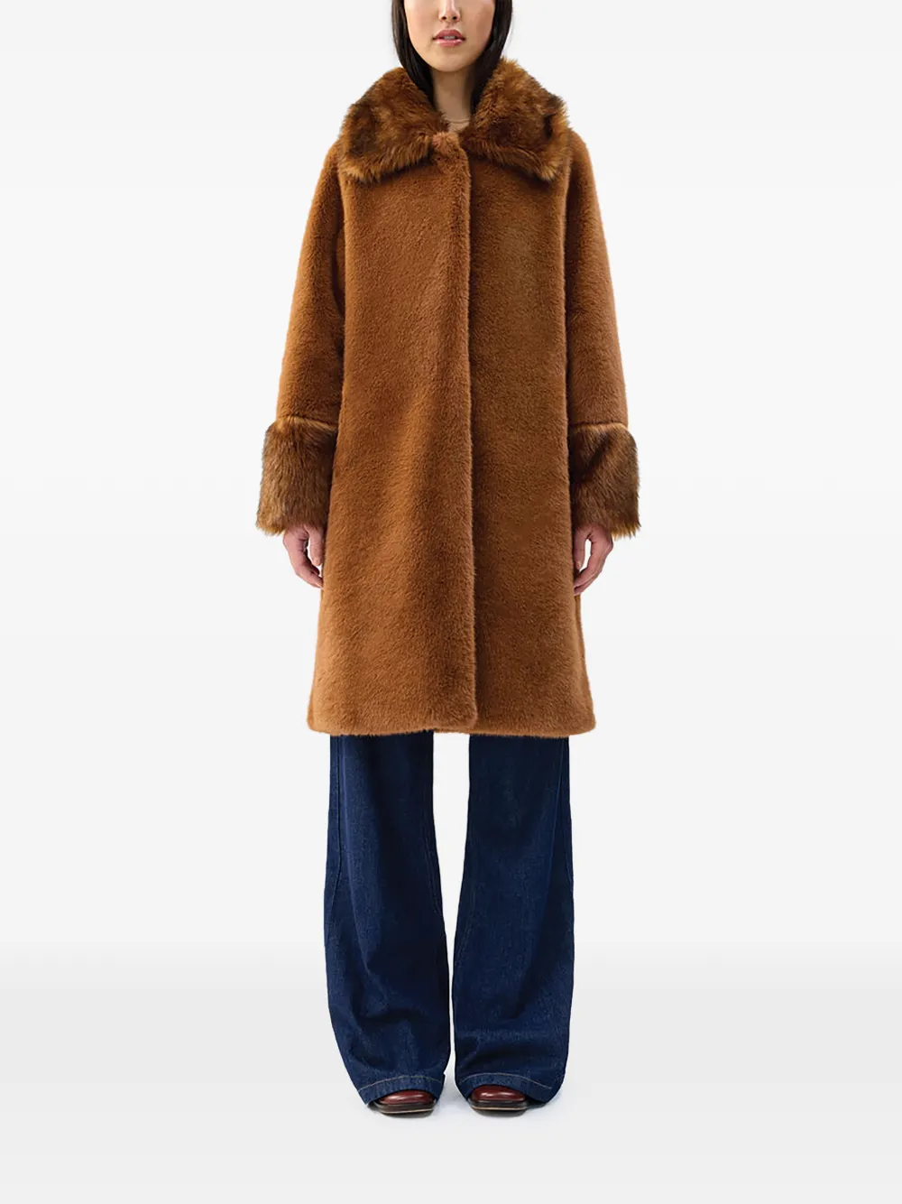  Unreal Fur Timeless Faux-fur-trim Coat - Brown 