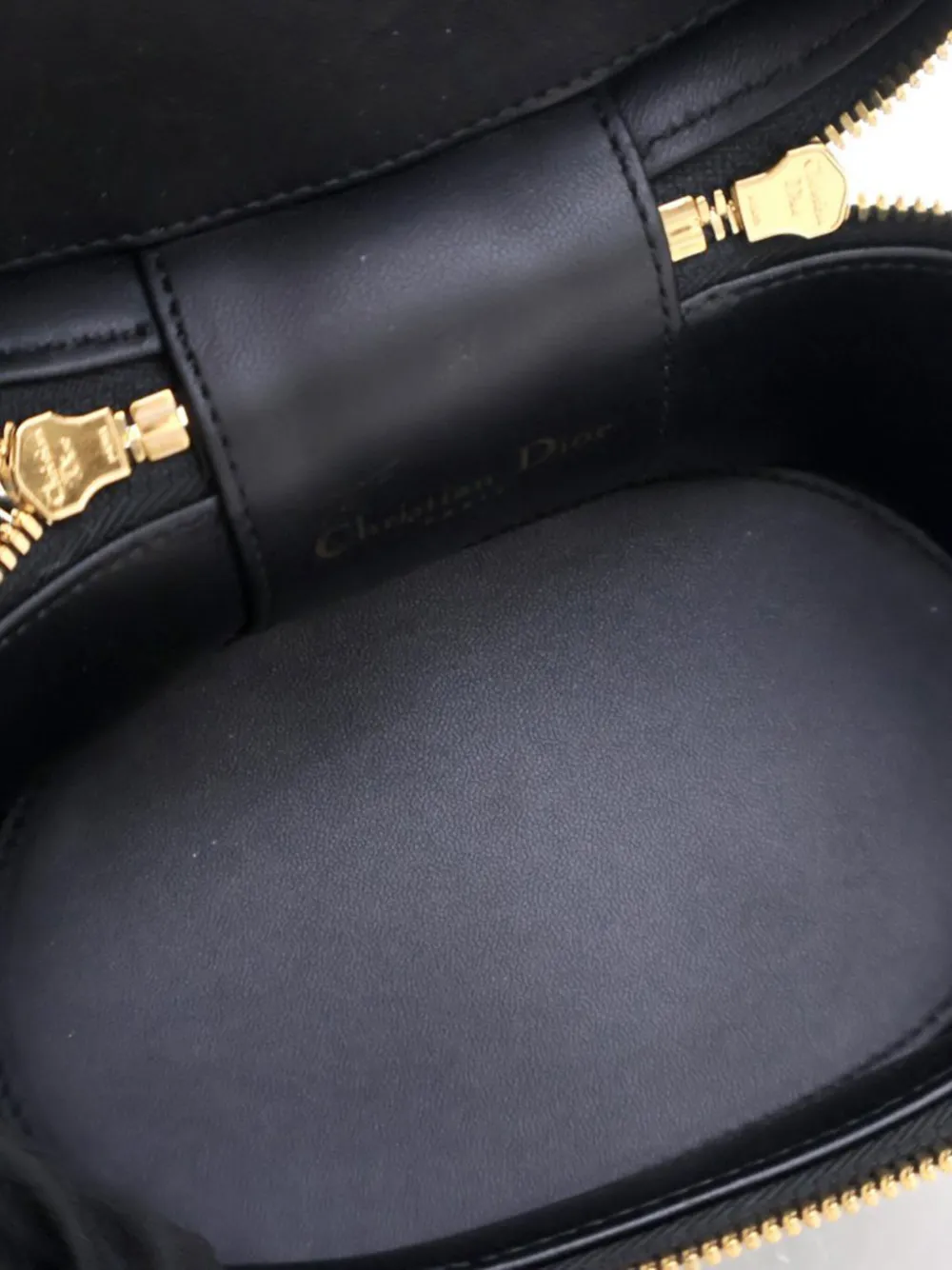 Pre-owned Dior 2023 Small Calfskin Cd Signature Vanity Case Satchel In Black