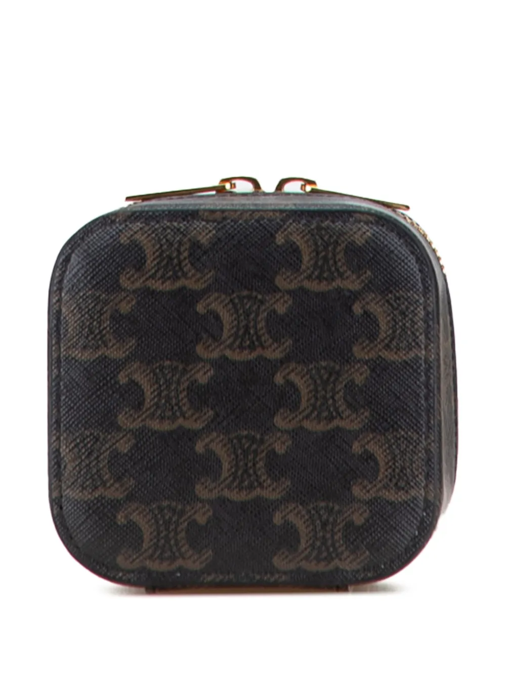 Pre-owned Celine 2024 Mini Triomphe Coated Canvas Vanity Case Satchel In Brown