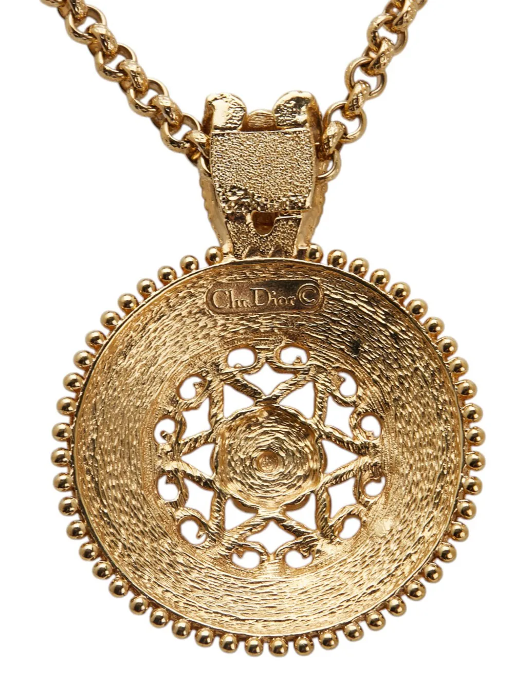 Christian Dior Pre-Owned 20th Century Gold Plated Filigree Pendant Necklace costume necklace | Image 2