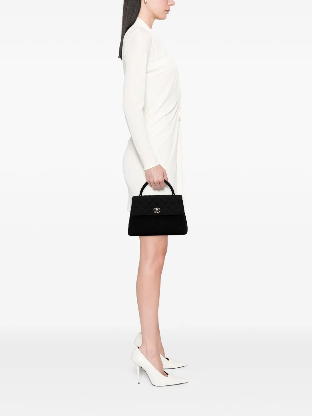 CHANEL Pre-Owned 1996-1997 CC Quilted Jersey Kelly Top Handle Bag handbag | Pre-Owned | Image 2