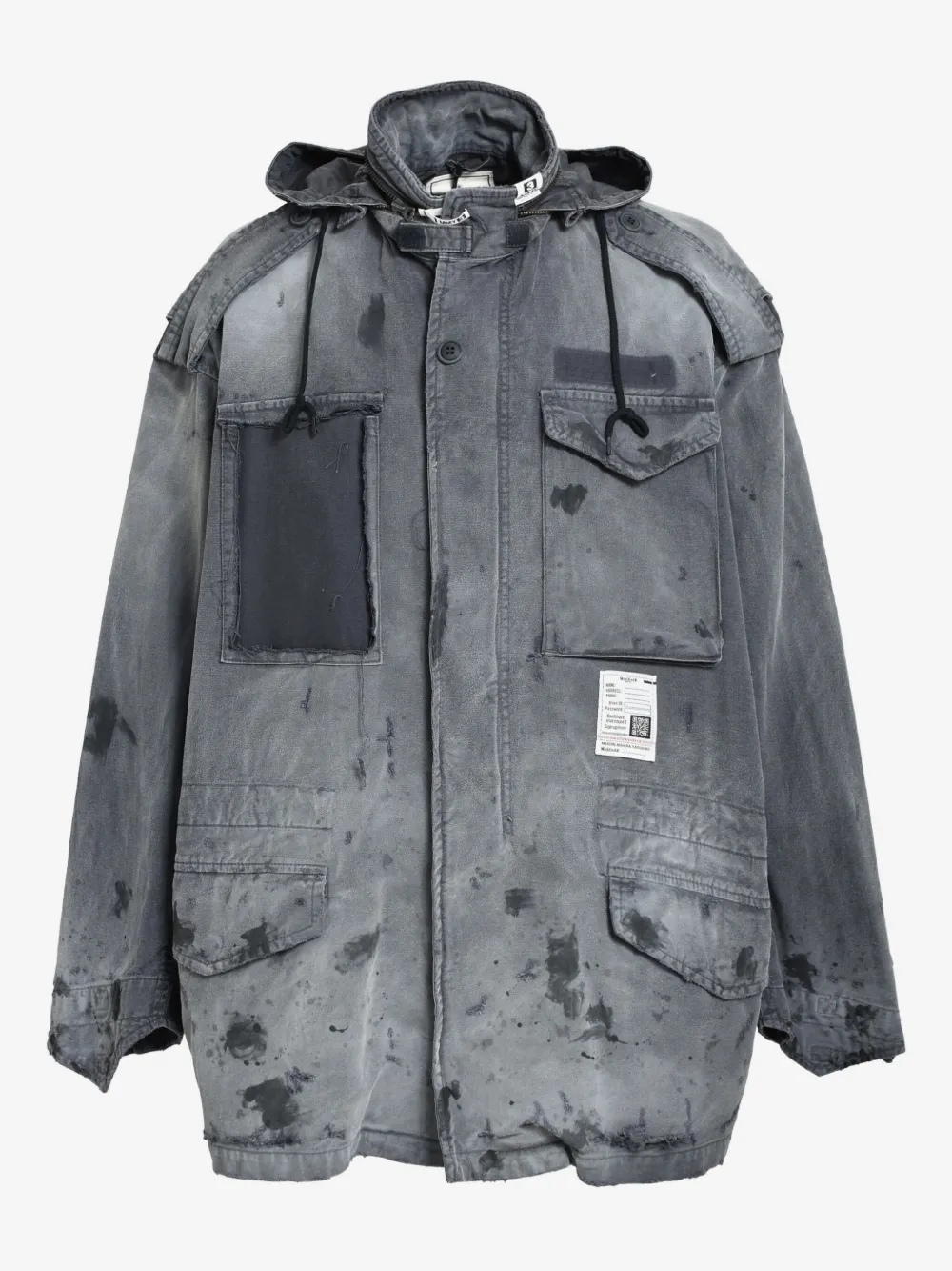 Maison MIHARA YASUHIRO ダメージ フーデッドジャケット | ブラック | Image 1