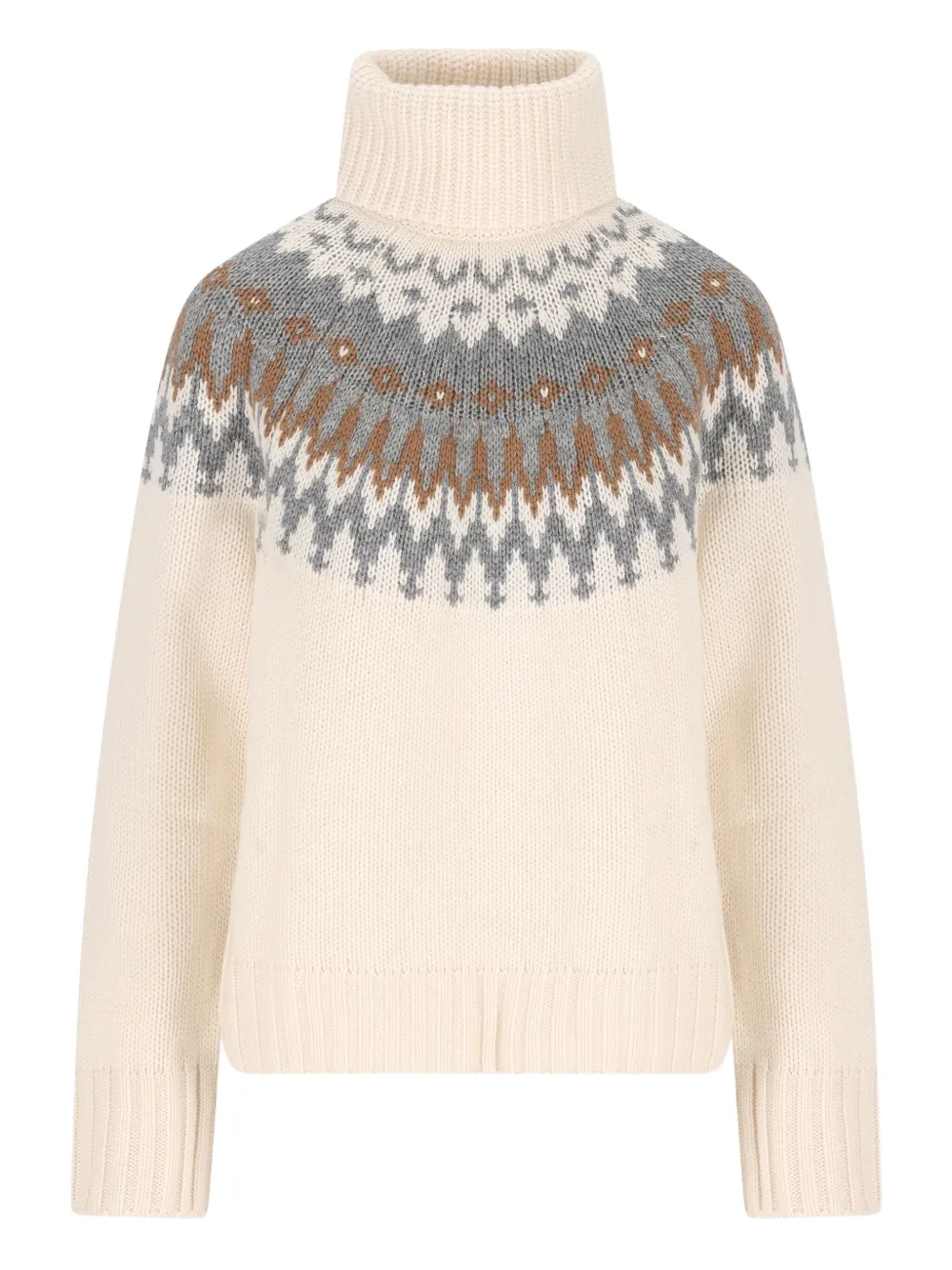 Bogner Patterned Roll-neck Sweater In Neutral