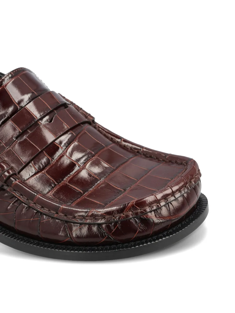Loewe Campo Flap Loafers In Embossed Crocodile Leather And Smooth Leather In Brown