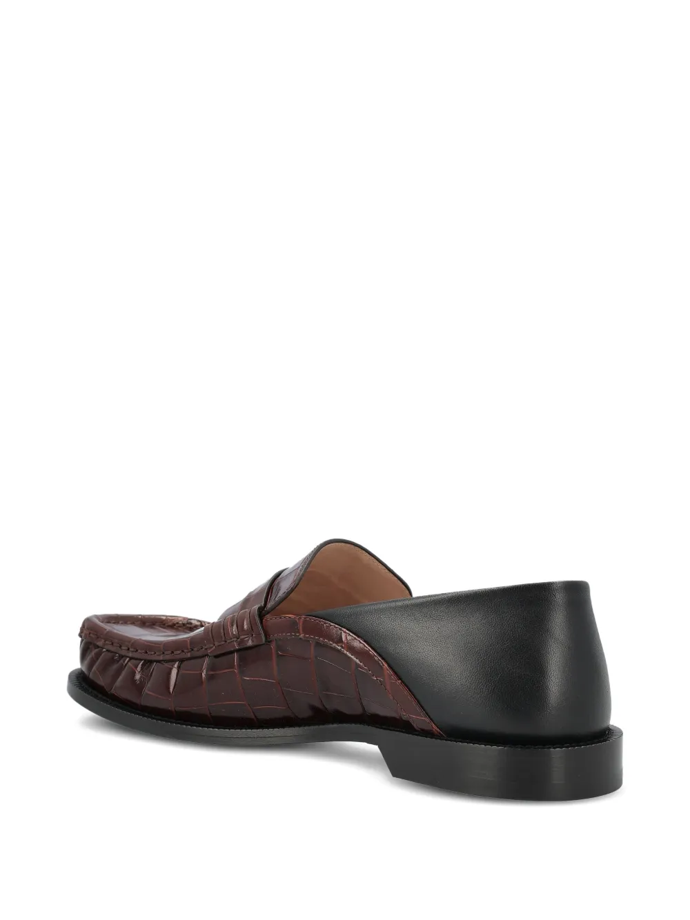Loewe Campo Flap Loafers In Embossed Crocodile Leather And Smooth Leather In Brown