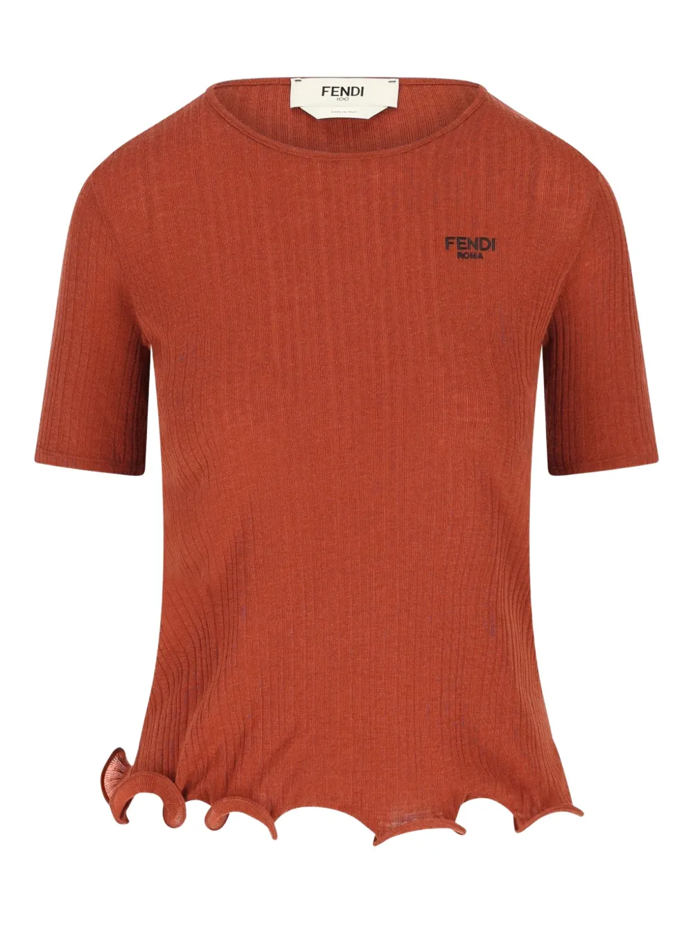 Fendi Ruffled T-shirt In Orange