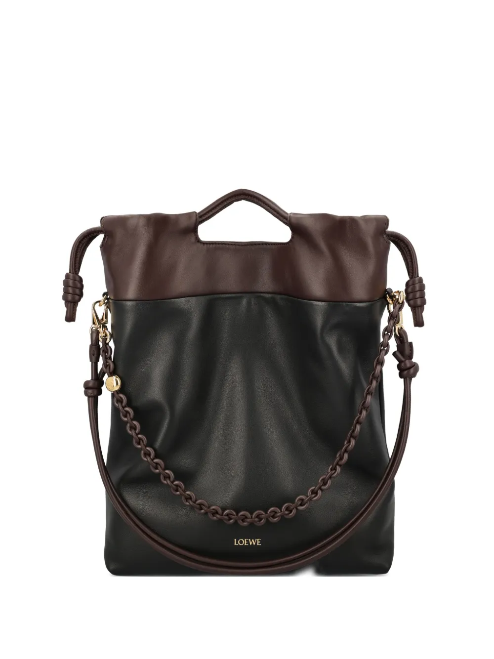 Loewe Chain-detail Leather Shoulder Bag In Black