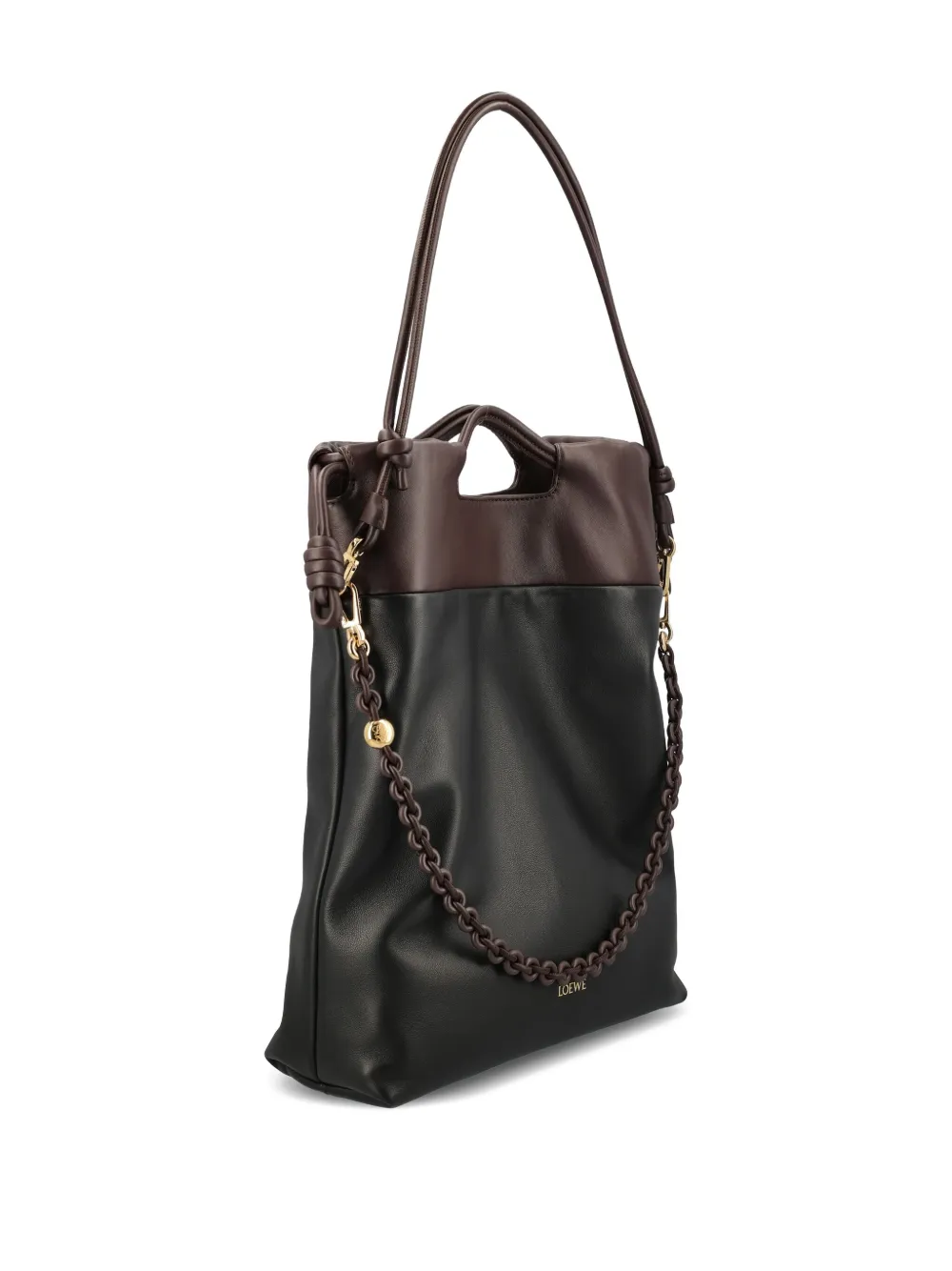 Loewe Chain-detail Leather Shoulder Bag In Black