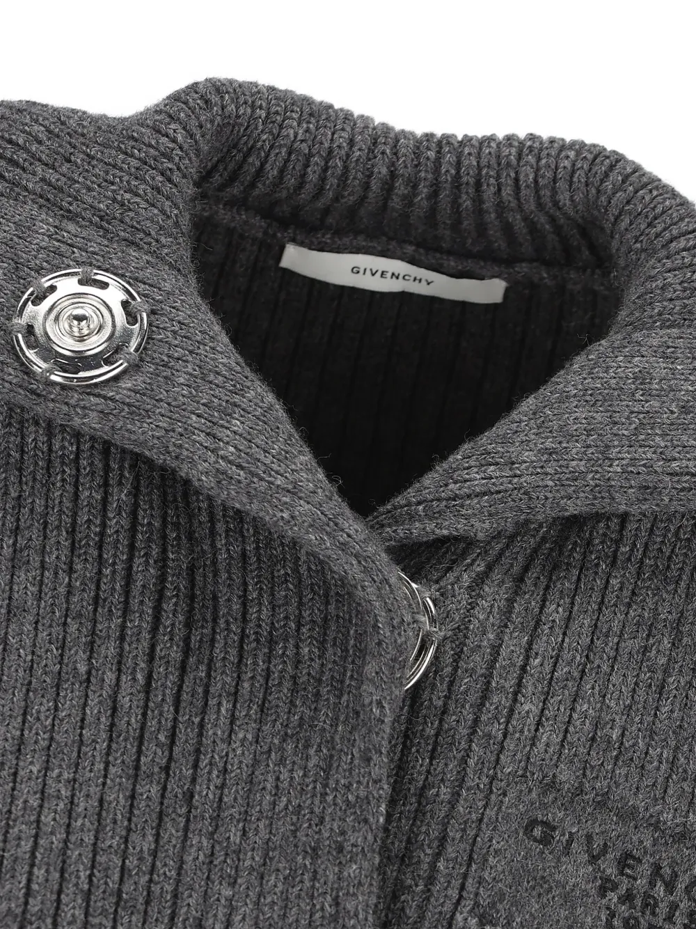 Givenchy Cropped Long Sleeve Knitwear Featuring Buttons In Gray