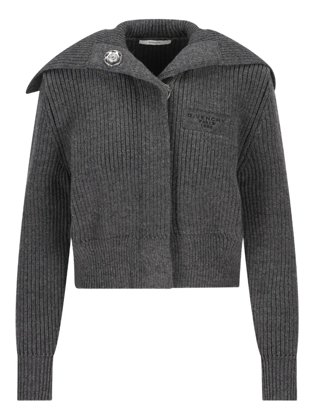 Givenchy Cropped Long Sleeve Knitwear Featuring Buttons In Gray