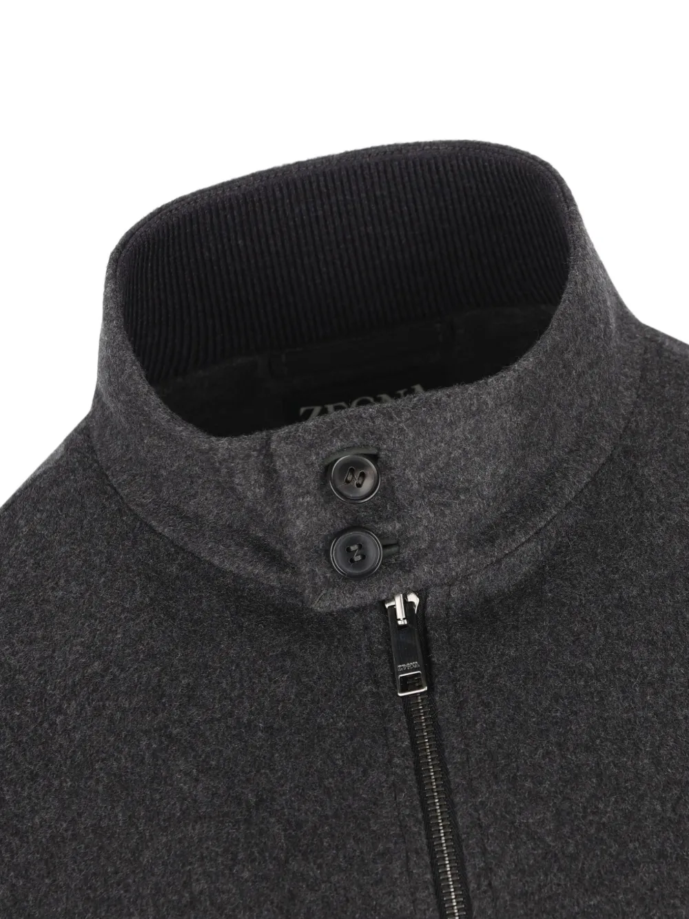 Zegna Jack met hoge hals van wolblend Zwart