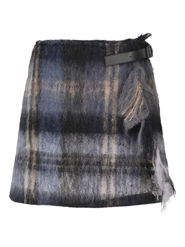 Loewe Plaid Buckle-detailing Skirt in Blue