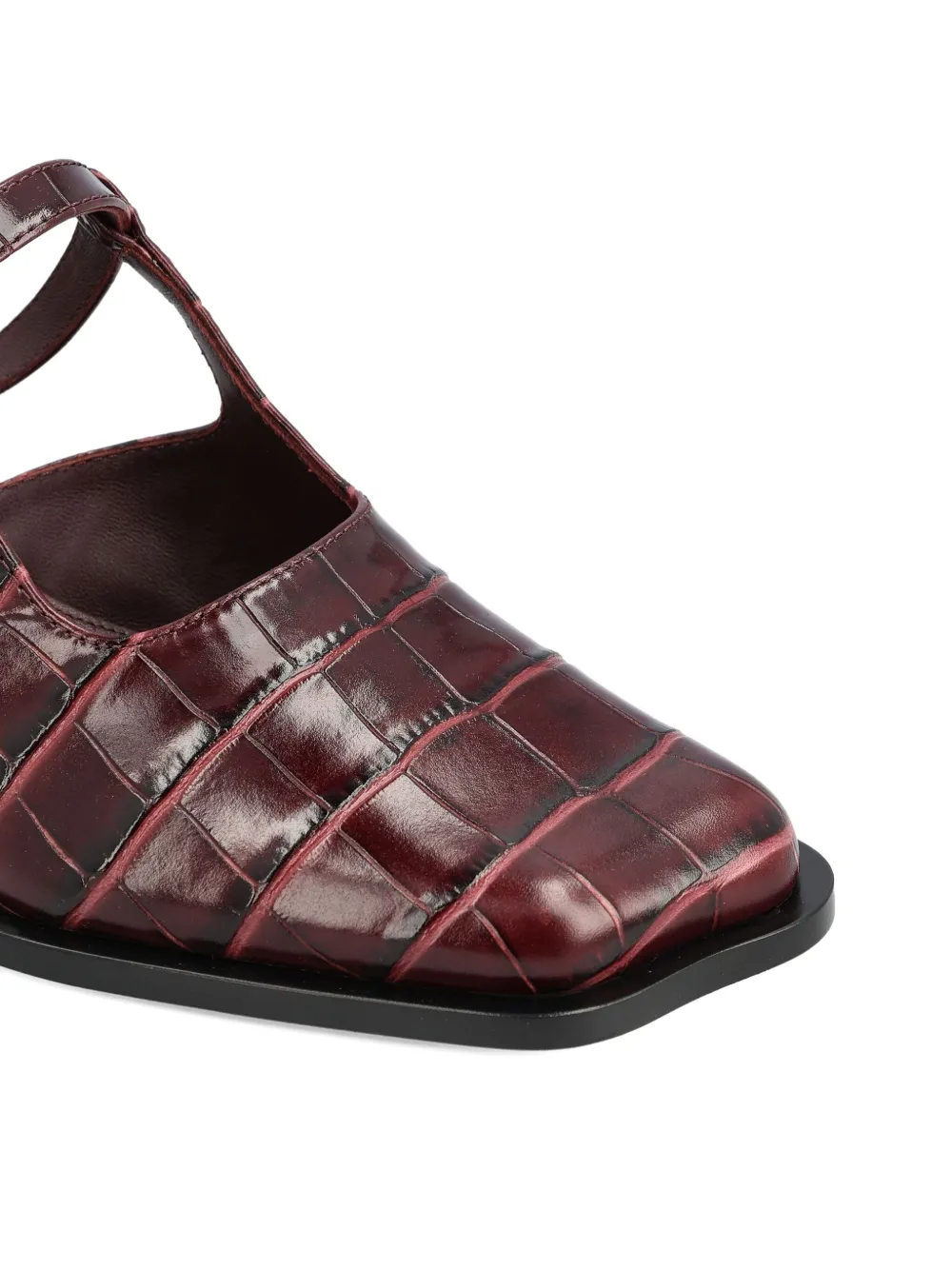 Loewe Onda Croc-effect Leather Mules In Burgundy