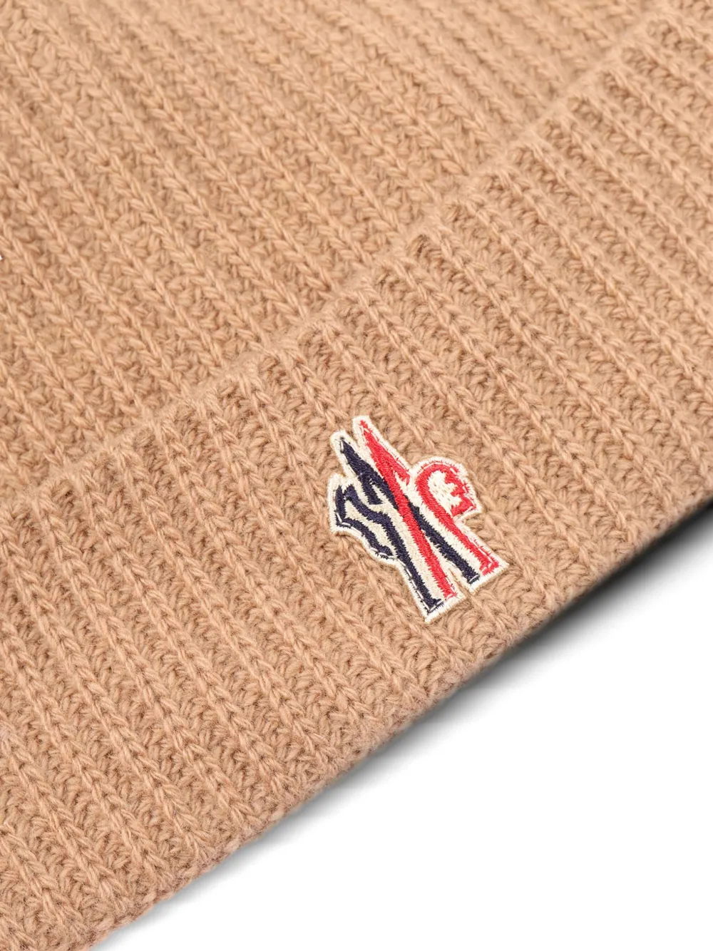 Moncler Grenoble Geribbelde muts met logopatch Beige