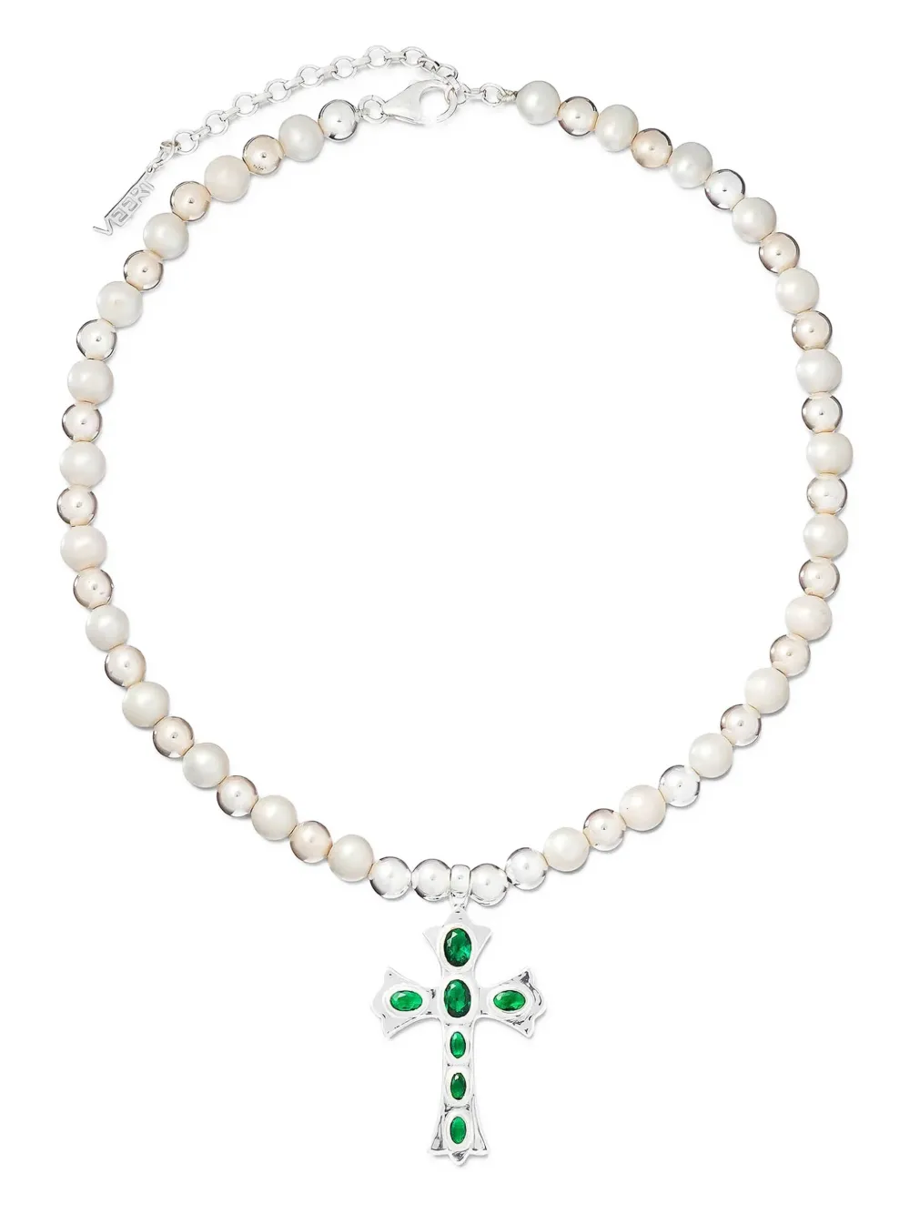 VEERT Cross freshwater pearl-embellishment necklace | Silver | Image 1