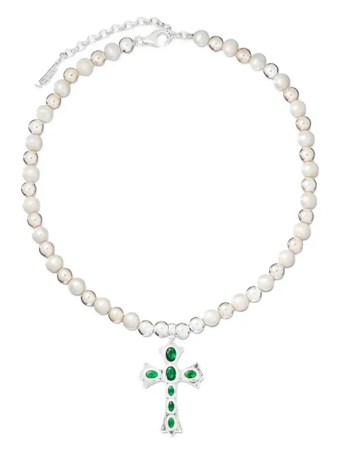 VEERT Cross freshwater pearl-embellishment necklace