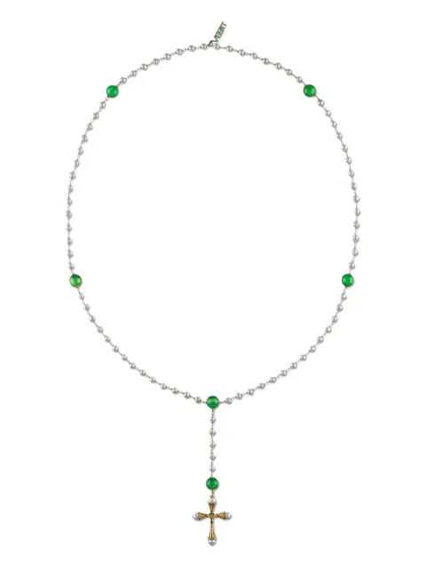 VEERT collar Rosary en oro amarillo de 18kt con perla de agua dulce, ónix verde y peridoto