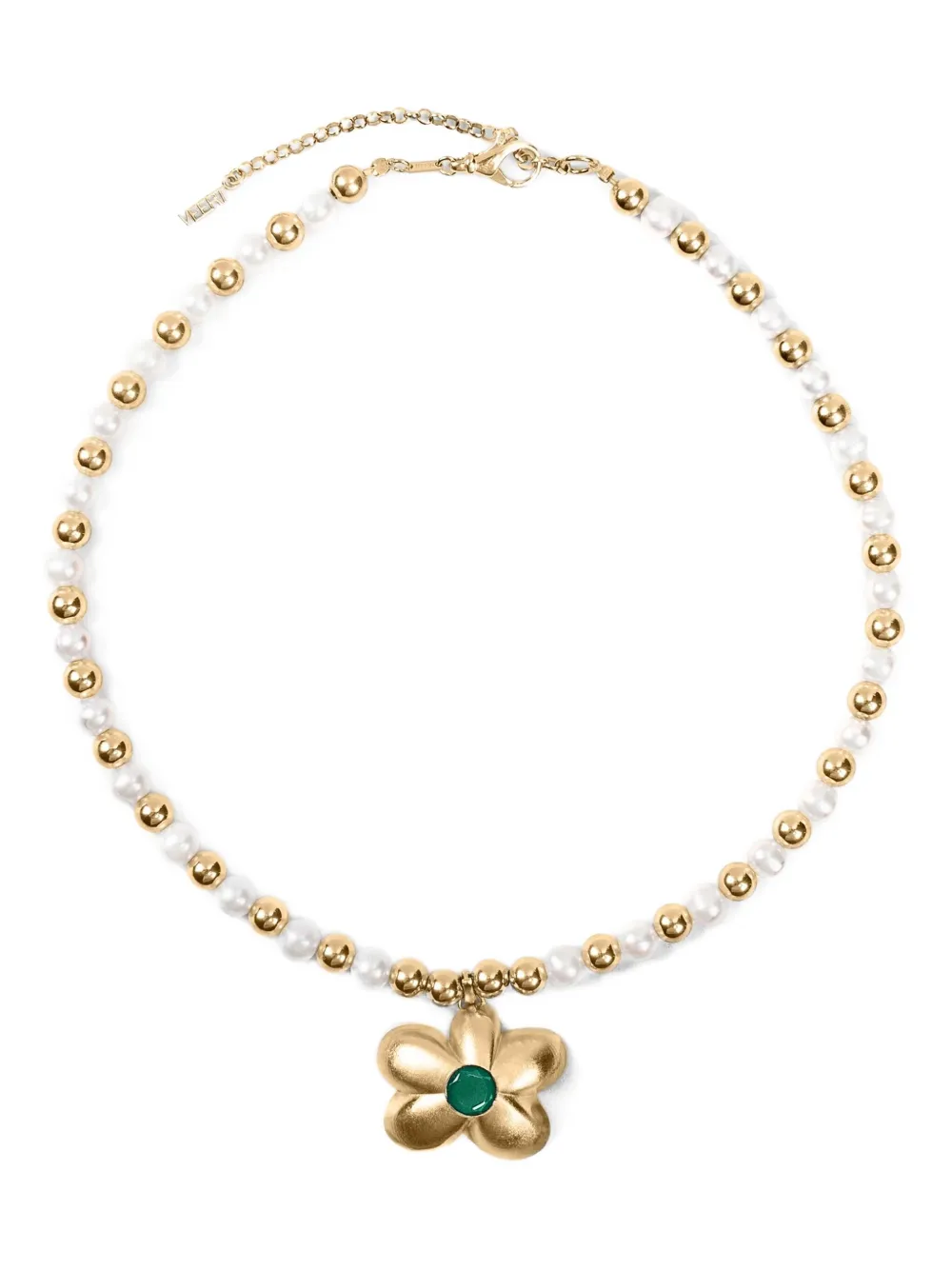 VEERT 18K yellow gold Flower Pearl Bead necklace | Gold | Image 1