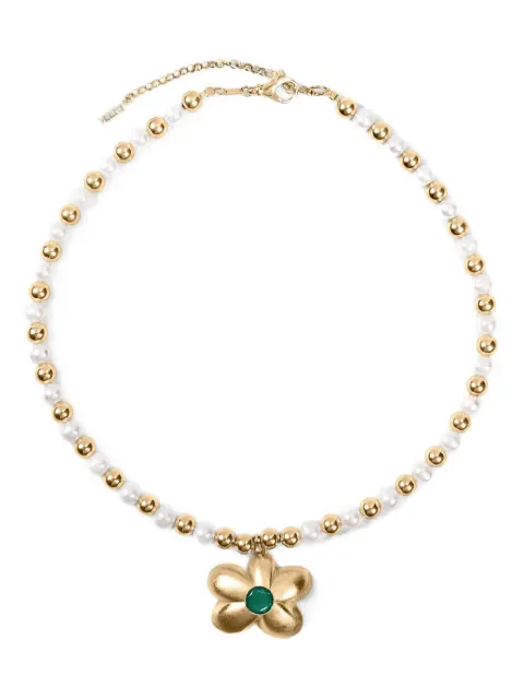 VEERT 18K yellow gold Flower Pearl Bead necklace