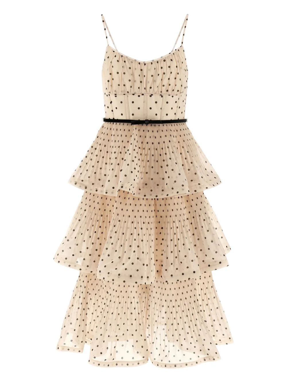 Zimmermann Pleated Tiered Midi Dress In Neutral