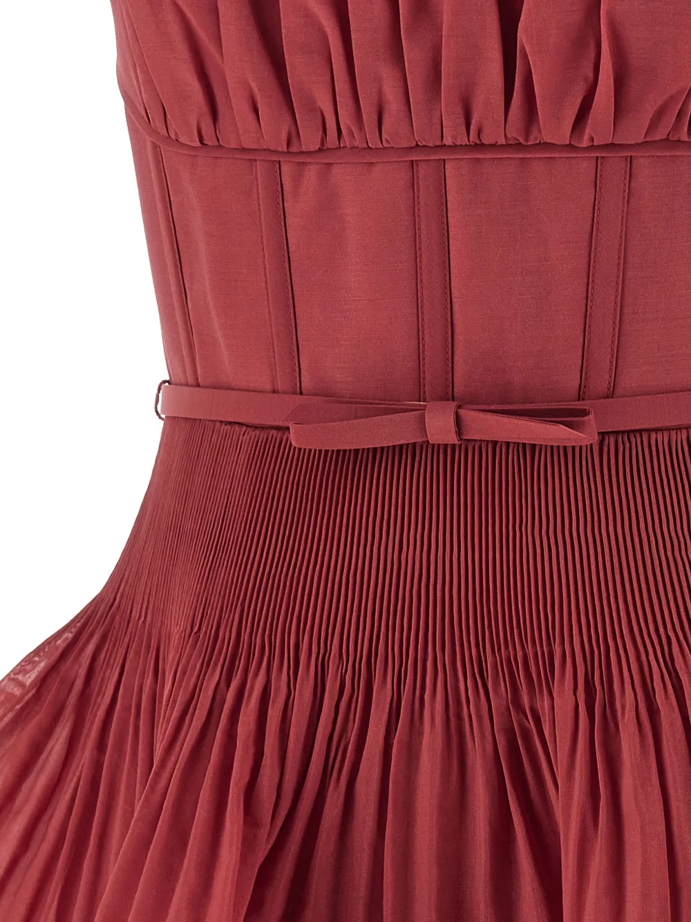 Zimmermann Pleated Tiered Midi Dress In Red