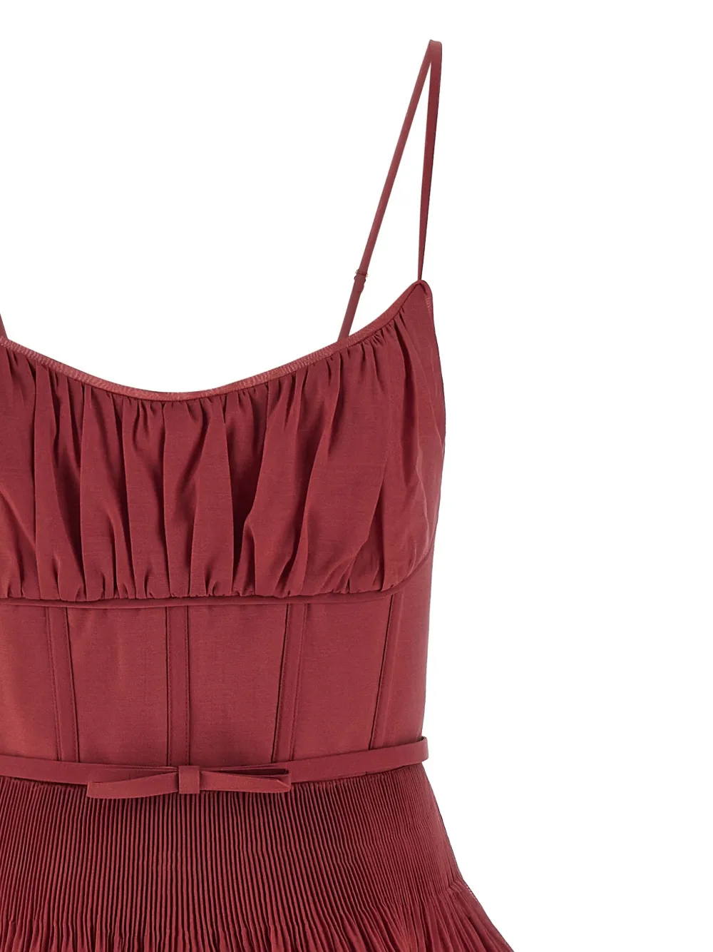 Zimmermann Pleated Tiered Midi Dress In Red