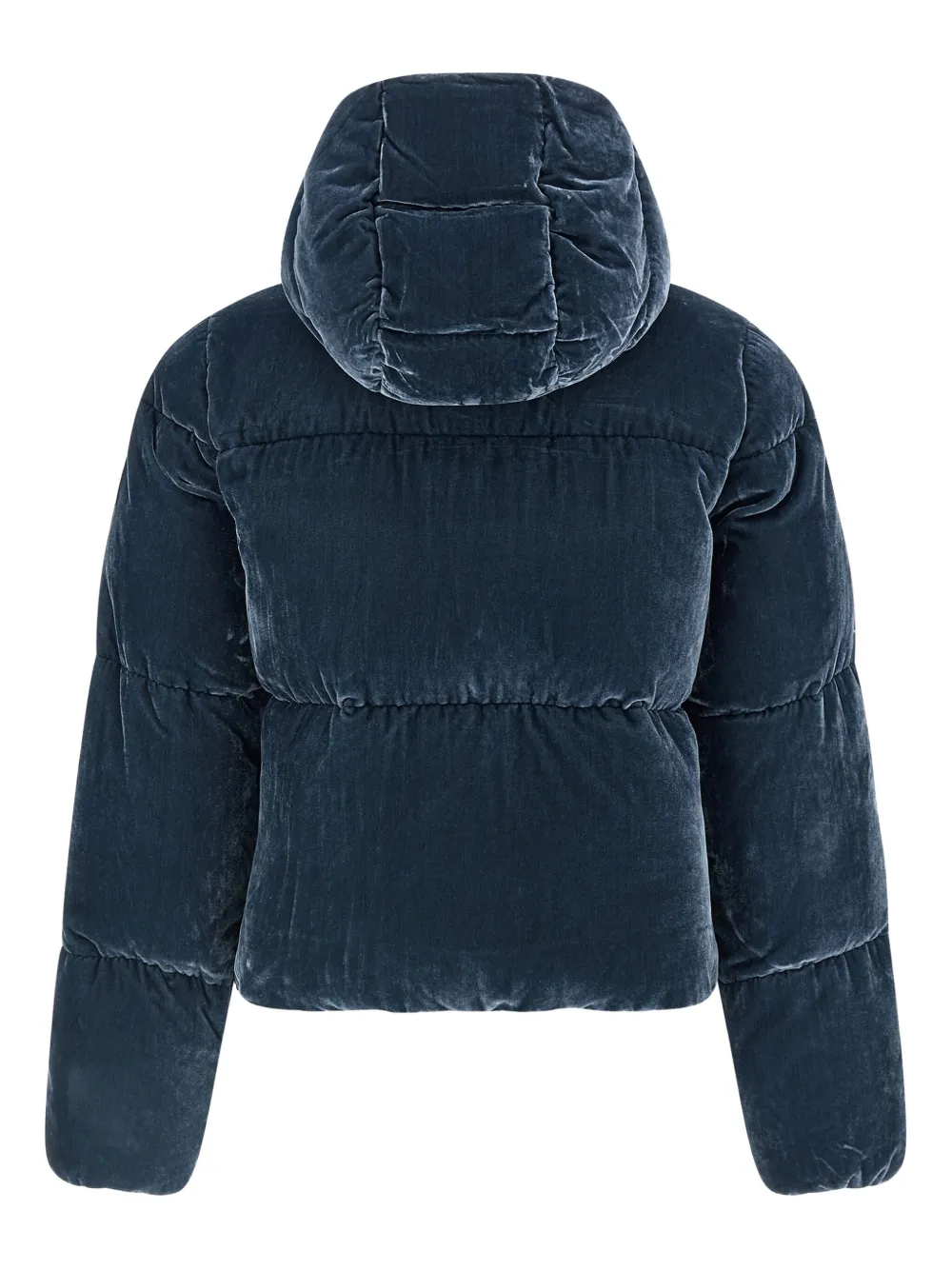 Elisabetta Franchi Velvet Down Jacket Puffer Jackets Blue In Blue