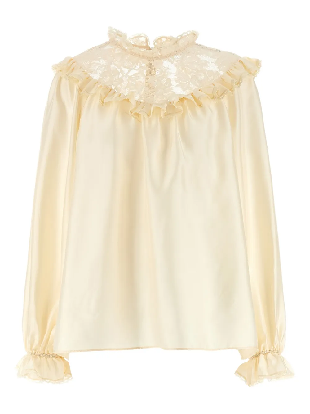 ZIMMERMANN lace ruffled silk blouse | Neutrals | Image 1