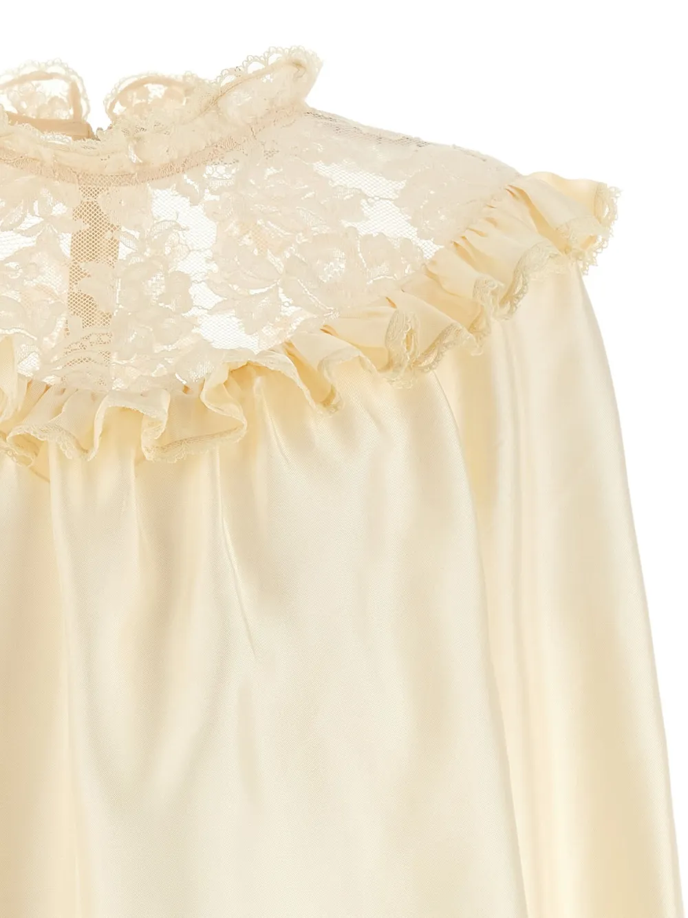 ZIMMERMANN Zijden blouse met ruches Beige