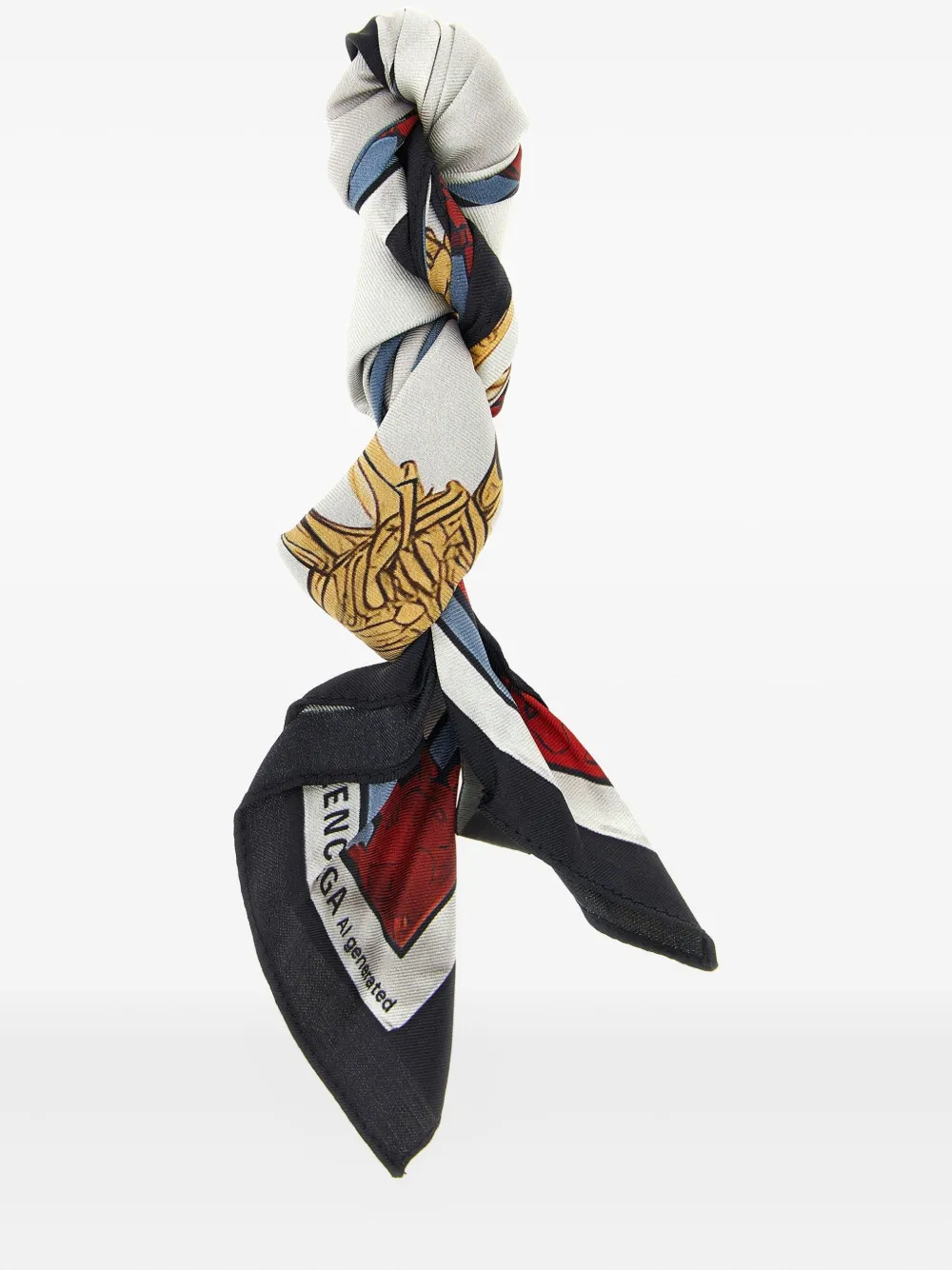 Balenciaga AI patterned silk twill scarf - Beige